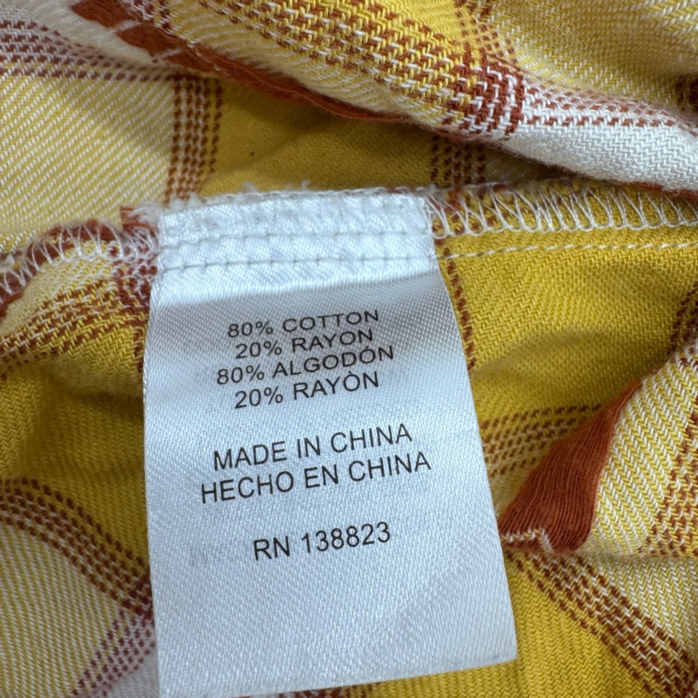 Rank 45 Women's Yellow and Red Plaid Button Down, Pearl Button Shirt, Size Med - Picture 9 of 10
